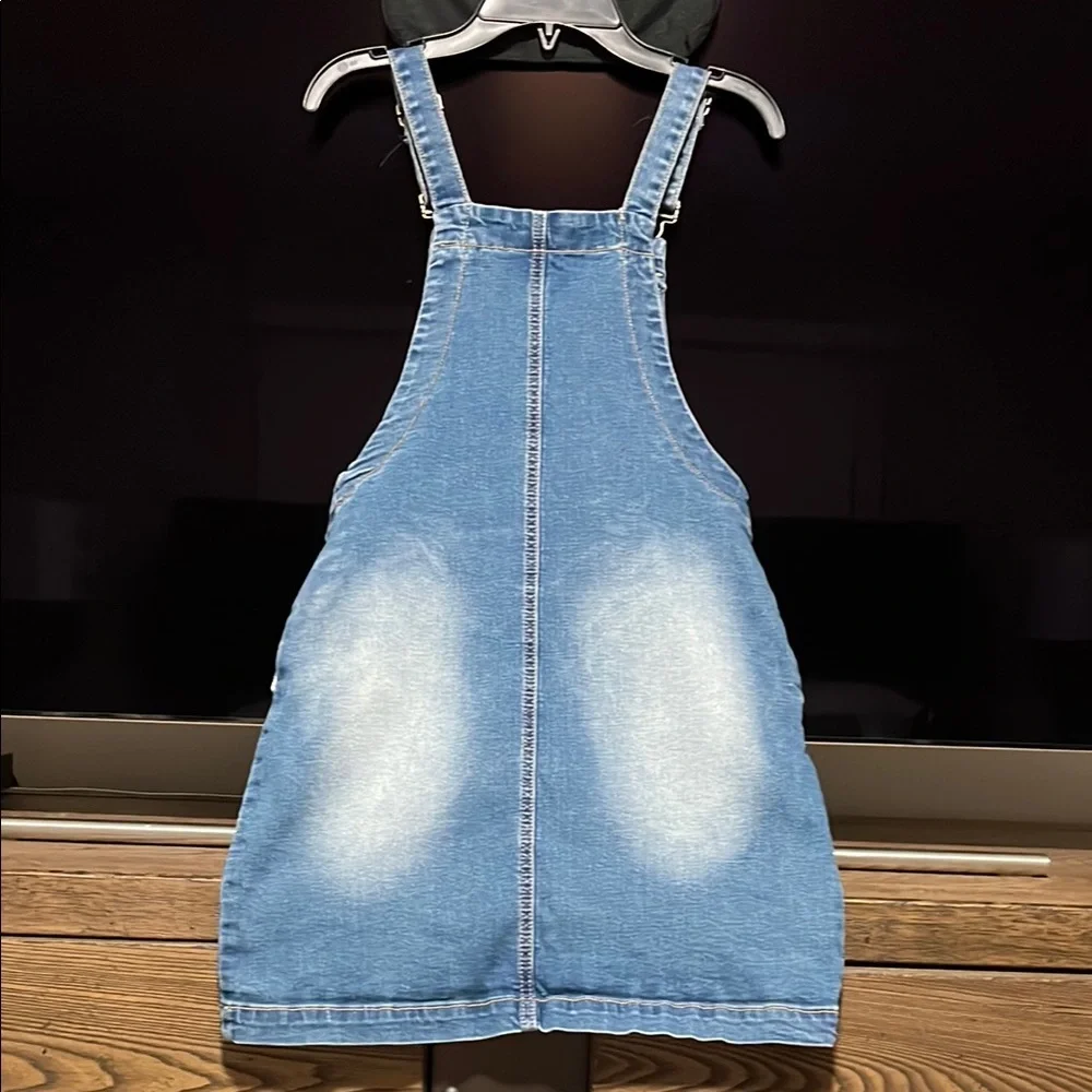 Blue Denim Overall Dress with Pockets